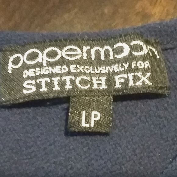 Papermoon Stitch Fix Sz LP Navy Keyhole Opening Back 3/4 Sleeve - Picture 3 of 8